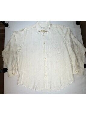Tommy Bahama Men's Dress Shirt Linen Long Sleeve Button Down Size XL White